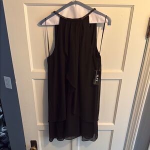 SLNY Black Halter Sleeveless Midi Dress